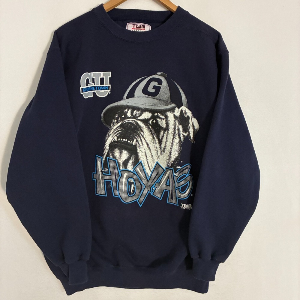 Vintage Georgetown Hoyas USA Made Sweatshirt Men's L Navy Graphic Pullover
